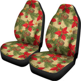 Vintage Christmas Poinsettia Print Universal Fit Car Seat Covers 102422