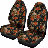 Vintage Floral Skull Pattern Print Universal Fit Car Seat Covers 102422