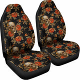 Vintage Floral Skull Pattern Print Universal Fit Car Seat Covers 102422