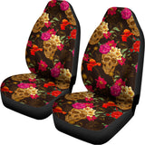 Vintage Flowers Skull Pattern Print Universal Fit Car Seat Covers 102422