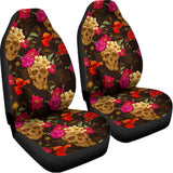 Vintage Flowers Skull Pattern Print Universal Fit Car Seat Covers 102422