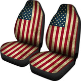 Vintage Grunge American Flag Patriotic Universal Fit Car Seat Covers 102422