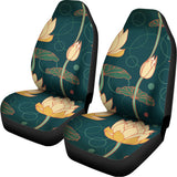 Vintage Lotus Pattern Print Universal Fit Car Seat Covers 102422