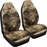 Vintage Pug Portrait Print Universal Fit Car Seat Covers 102422