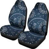 Vintage Sun And Moon Pattern Print Universal Fit Car Seat Covers 102422