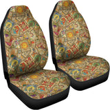 Vintage Wicca Tarot Card Print Universal Fit Car Seat Covers 102422