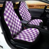 Violet And White Gingham Pattern Print Universal Fit Car Seat Covers 102422