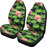 Water Lily Flower Pattern Print Universal Fit Car Seat Covers 102422