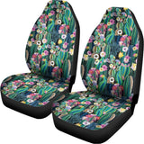 Watercolor Blooming Cactus Print Universal Fit Car Seat Covers 102422