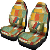 Watercolor Bookshelf Pattern Print Universal Fit Car Seat Covers 102422