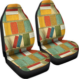 Watercolor Bookshelf Pattern Print Universal Fit Car Seat Covers 102422