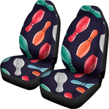 Watercolor Bowling Pins Pattern Print Universal Fit Car Seat Covers 102422