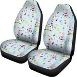 Watercolor Cartoon Cow Pattern Print Universal Fit Car Seat Covers 102422