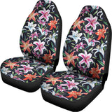 Watercolor Lily Flowers Pattern Print Universal Fit Car Seat Covers 102422