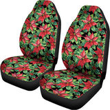 Watercolor Poinsettia Pattern Print Universal Fit Car Seat Covers 102422