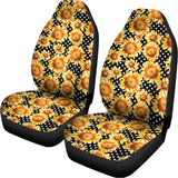Watercolor Polka Dot Sunflower Print Universal Fit Car Seat Covers 102422