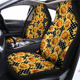Watercolor Polka Dot Sunflower Print Universal Fit Car Seat Covers 102422