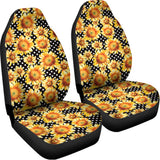 Watercolor Polka Dot Sunflower Print Universal Fit Car Seat Covers 102422
