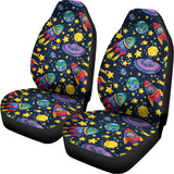 Watercolor Rocket Pattern Print Universal Fit Car Seat Covers 102422