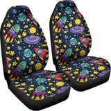 Watercolor Rocket Pattern Print Universal Fit Car Seat Covers 102422