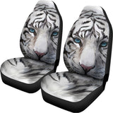 Watercolor White Bengal Tiger Print Universal Fit Car Seat Covers 102422