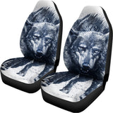 Watercolor Wolf Portrait Print Universal Fit Car Seat Covers 102422