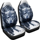Watercolor Wolf Portrait Print Universal Fit Car Seat Covers 102422