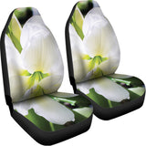 White Amaryllis Print Universal Fit Car Seat Covers 102422