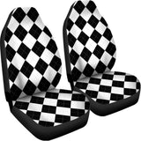 White And Black Argyle Pattern Print Universal Fit Car Seat Covers 102422