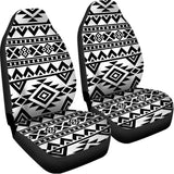 White And Black Aztec Pattern Print Universal Fit Car Seat Covers 102422