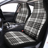 White And Black Border Tartan Print Universal Fit Car Seat Covers 102422