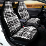 White And Black Border Tartan Print Universal Fit Car Seat Covers 102422