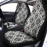 White And Black Damask Pattern Print Universal Fit Car Seat Covers 102422