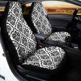 White And Black Damask Pattern Print Universal Fit Car Seat Covers 102422
