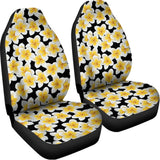 White And Black Frangipani Pattern Print Universal Fit Car Seat Covers 102422