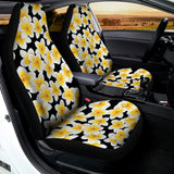 White And Black Frangipani Pattern Print Universal Fit Car Seat Covers 102422