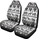 White And Black Indian Elephant Print Universal Fit Car Seat Covers 102422
