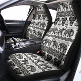 White And Black Indian Elephant Print Universal Fit Car Seat Covers 102422