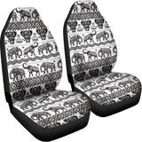 White And Black Indian Elephant Print Universal Fit Car Seat Covers 102422
