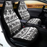 White And Black Indian Elephant Print Universal Fit Car Seat Covers 102422