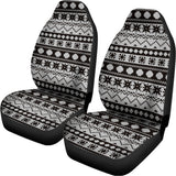 White And Black Knitted Pattern Print Universal Fit Car Seat Covers 102422