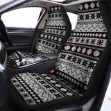 White And Black Knitted Pattern Print Universal Fit Car Seat Covers 102422