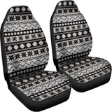 White And Black Knitted Pattern Print Universal Fit Car Seat Covers 102422