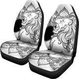 White And Black Leo Sign Print Universal Fit Car Seat Covers 102422