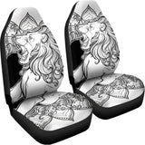 White And Black Leo Sign Print Universal Fit Car Seat Covers 102422