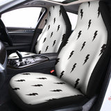 White And Black Lightning Pattern Print Universal Fit Car Seat Covers 102422