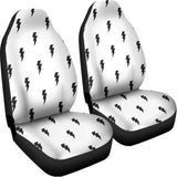 White And Black Lightning Pattern Print Universal Fit Car Seat Covers 102422
