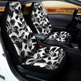 White And Black Lily Pattern Print Universal Fit Car Seat Covers 102422