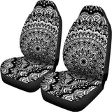 White And Black Mandala Print Universal Fit Car Seat Covers 102422