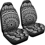 White And Black Mandala Print Universal Fit Car Seat Covers 102422